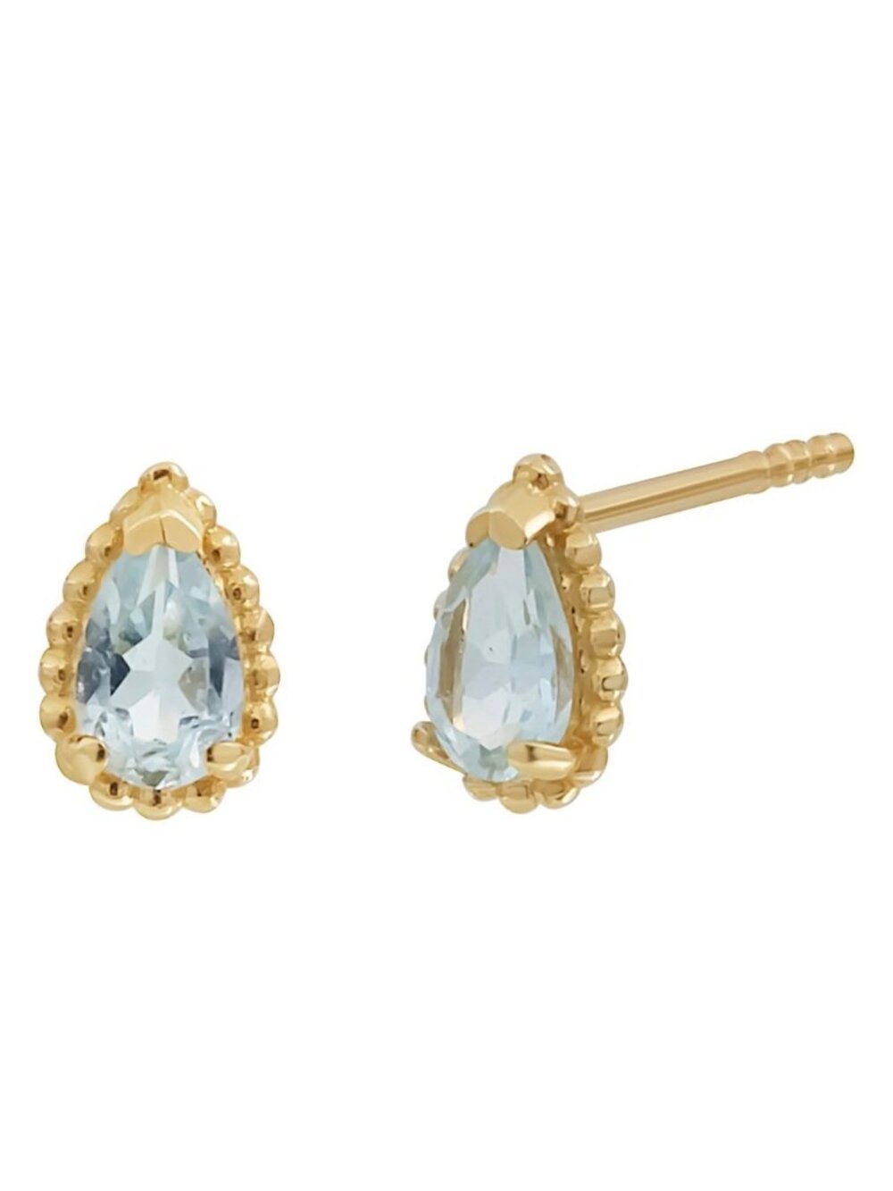 Bony Levy 14K Yellow Gold Pear Cut Blue Topaz Stud Earrings